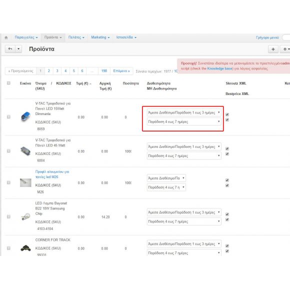 Διαθεσιμότητα Προϊόντων Extented