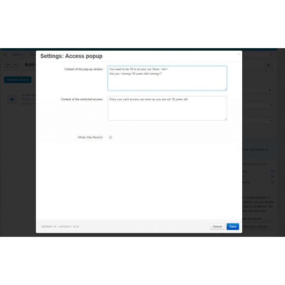 Age Verify Access Popup