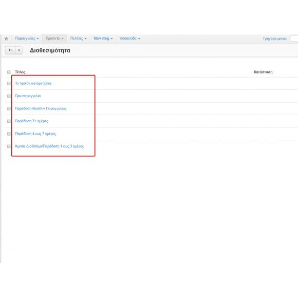 Διαθεσιμότητα Προϊόντων Extented