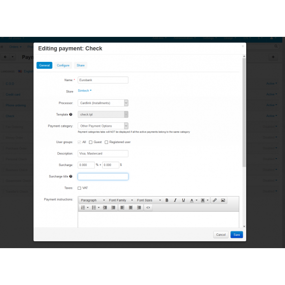 Cardlink Διασύνδεση με Eurobank