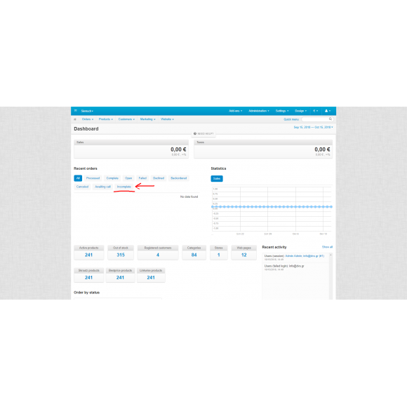 Notification of Incompleted Orders