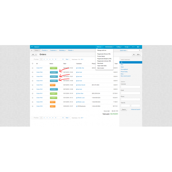 Notification of Incompleted Orders