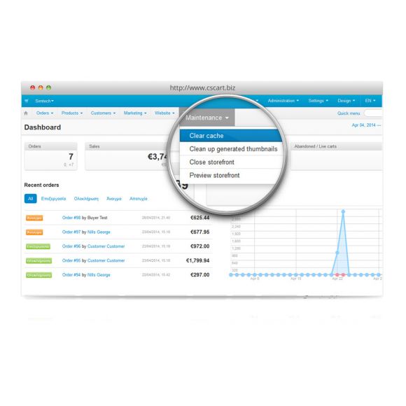 Maintenance Menu for CS-Cart 4.1.x