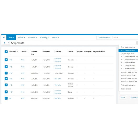 Mass Shipments για CS-Cart