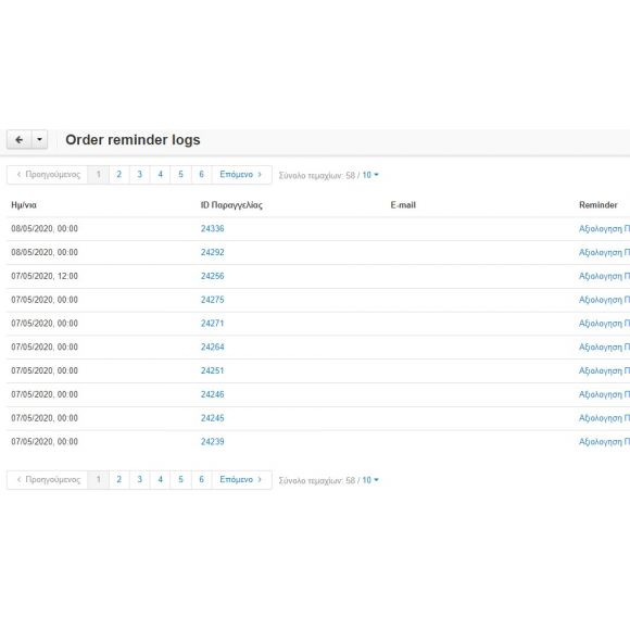 Υπενθύμιση για Κριτική Παραγγελίας